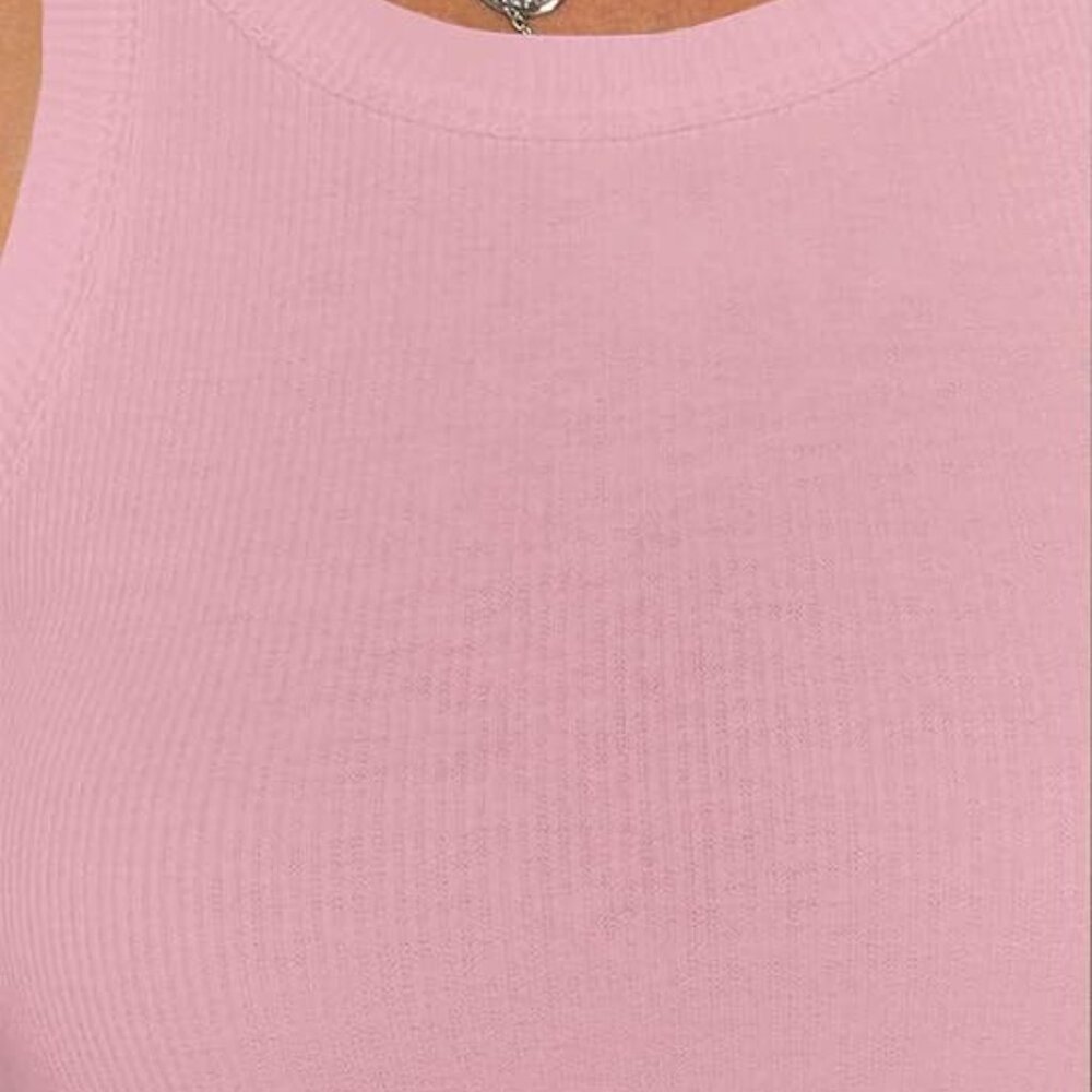SANDERY Pink Dresses for Women Summer Casual Sleeveless Bodycon Basic Short Mini - Picture 6 of 6